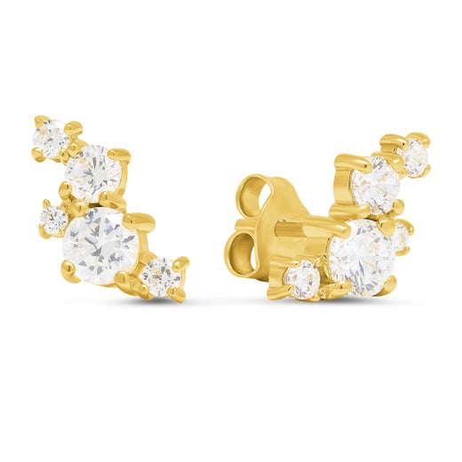 Hopeakorvakorut zirkoneilla kullattu